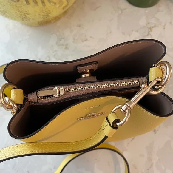 Coach Yellow Mini Bucket Crossbody Bag GH - Picture 3 of 9
